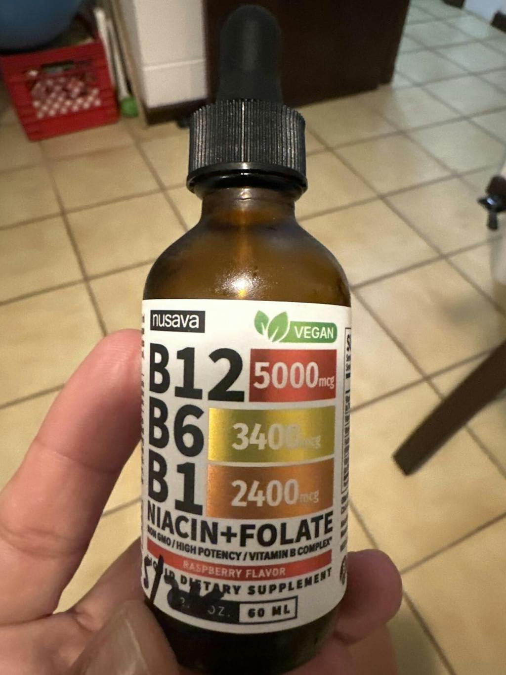 Nusava Vitamina B12 Complejo Líquido 5000 mcg Energía y enfoque rápido.